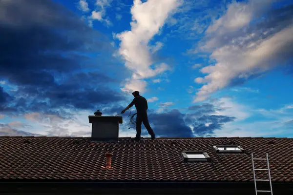 Professional Chimney Sweep in Action
